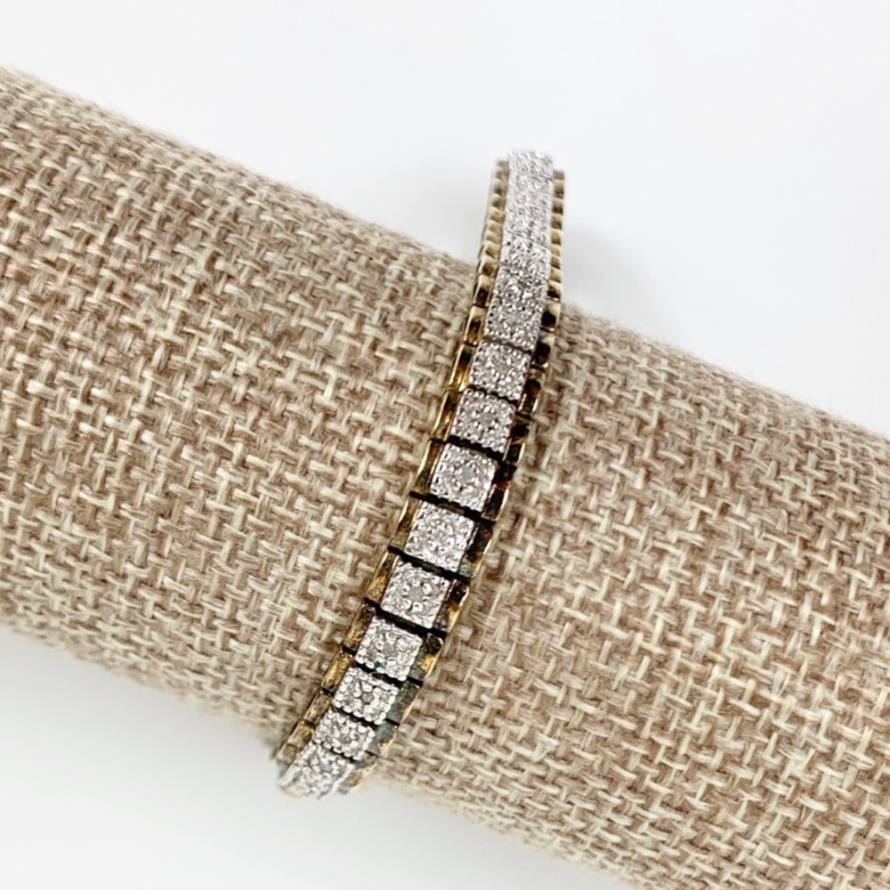 Diamond tennis bracelet gold plated silver